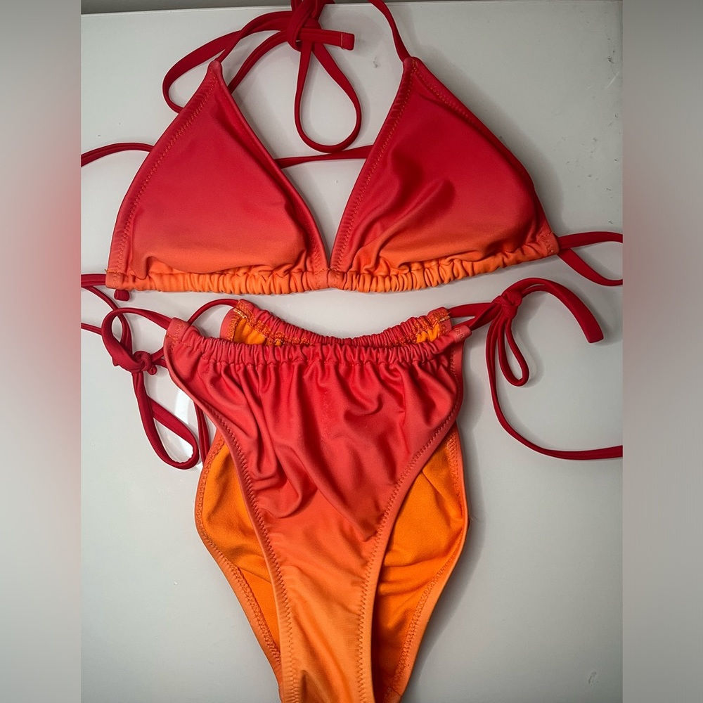 Orange/ Red Ombré Target Bikini